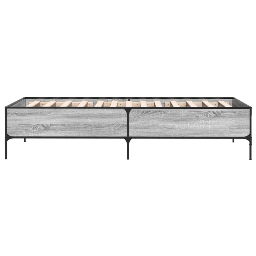 Bedframe bewerkt hout en metaal grijs sonoma eiken 90x200 cm