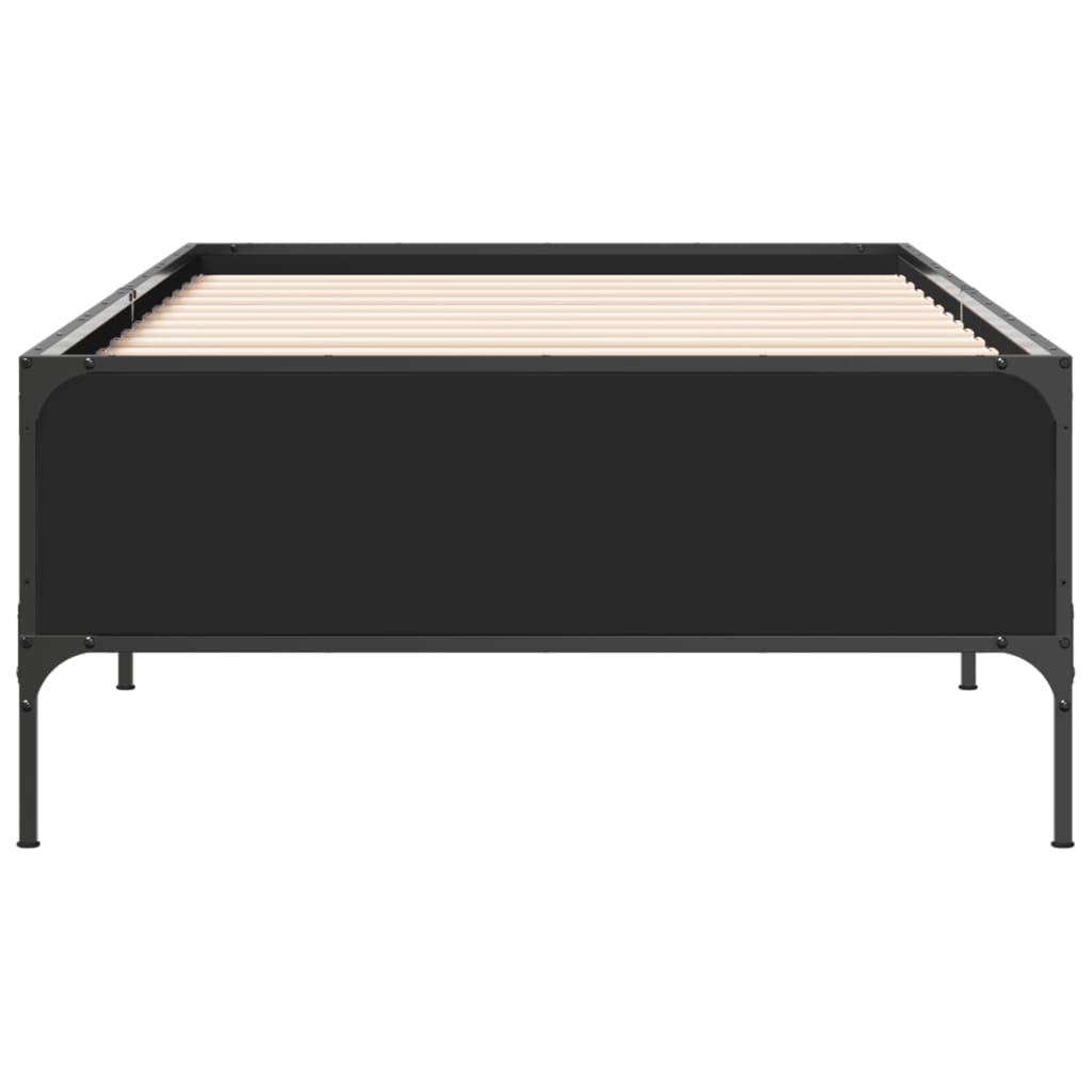 Bedframe bewerkt hout en metaal zwart 90x190 cm