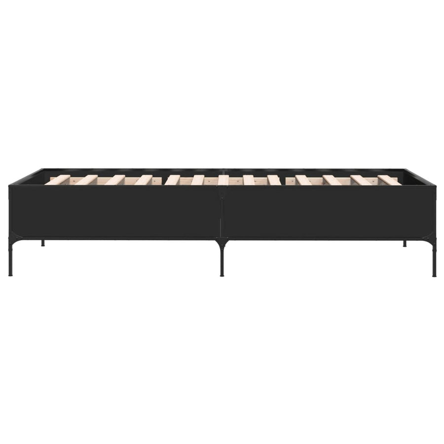 Bedframe bewerkt hout en metaal zwart 90x190 cm