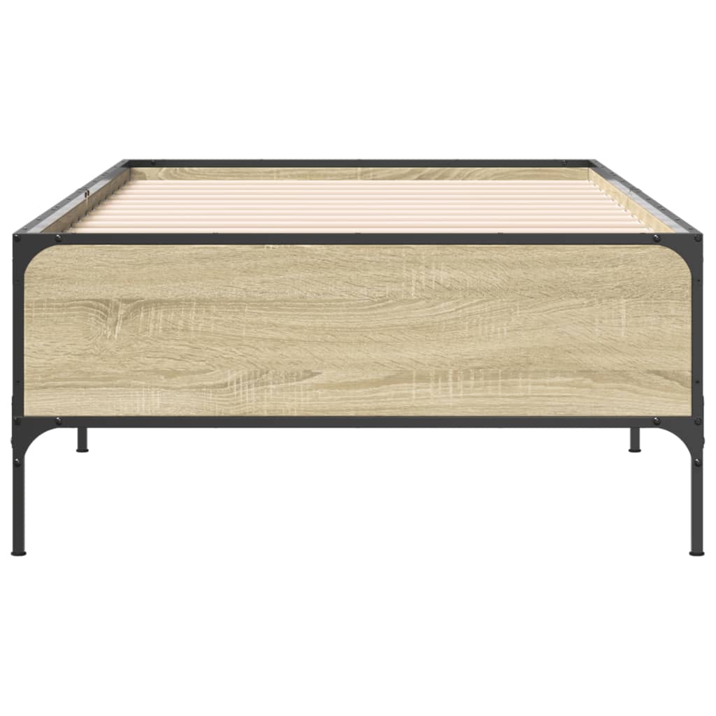 Bedframe bewerkt hout en metaal sonoma eikenkleurig 90x190 cm