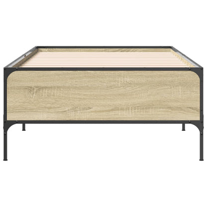 Bedframe bewerkt hout en metaal sonoma eikenkleurig 90x190 cm