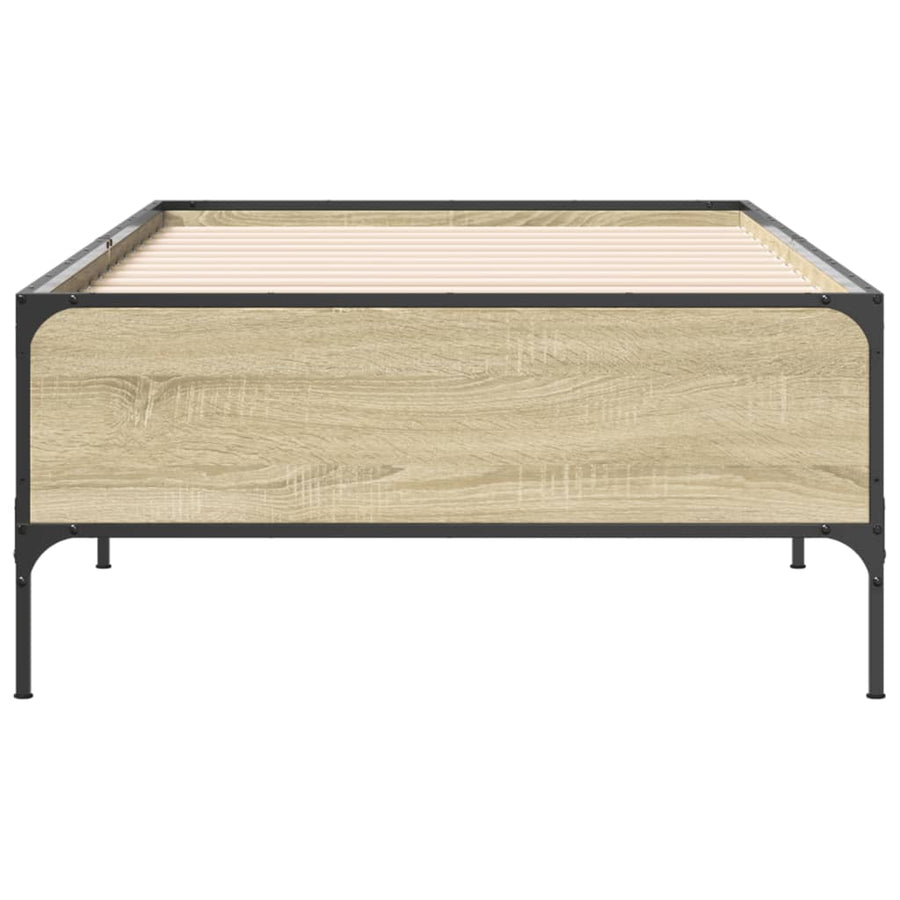 Bedframe bewerkt hout en metaal sonoma eikenkleurig 90x190 cm