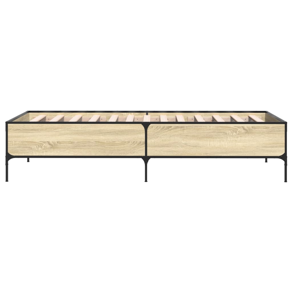 Bedframe bewerkt hout en metaal sonoma eikenkleurig 90x190 cm