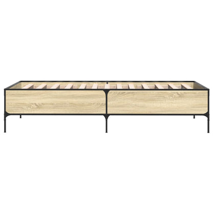 Bedframe bewerkt hout en metaal sonoma eikenkleurig 90x190 cm