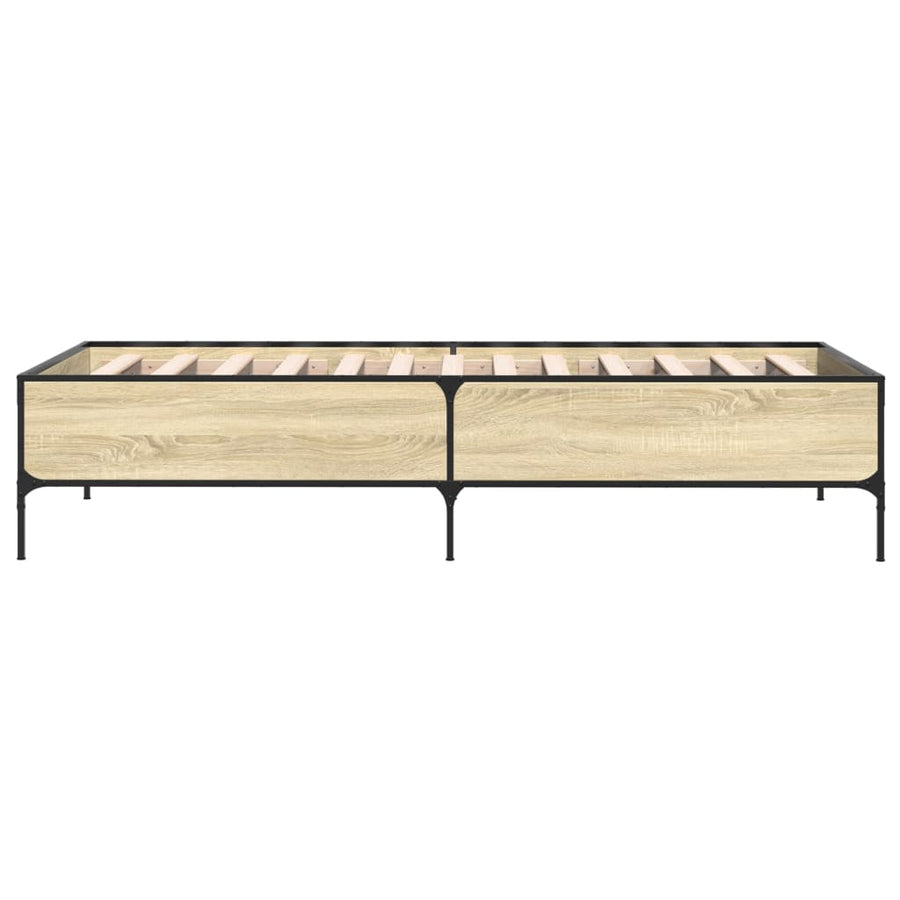 Bedframe bewerkt hout en metaal sonoma eikenkleurig 90x190 cm