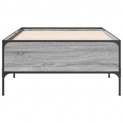 Bedframe bewerkt hout en metaal grijs sonoma eiken 90x190 cm