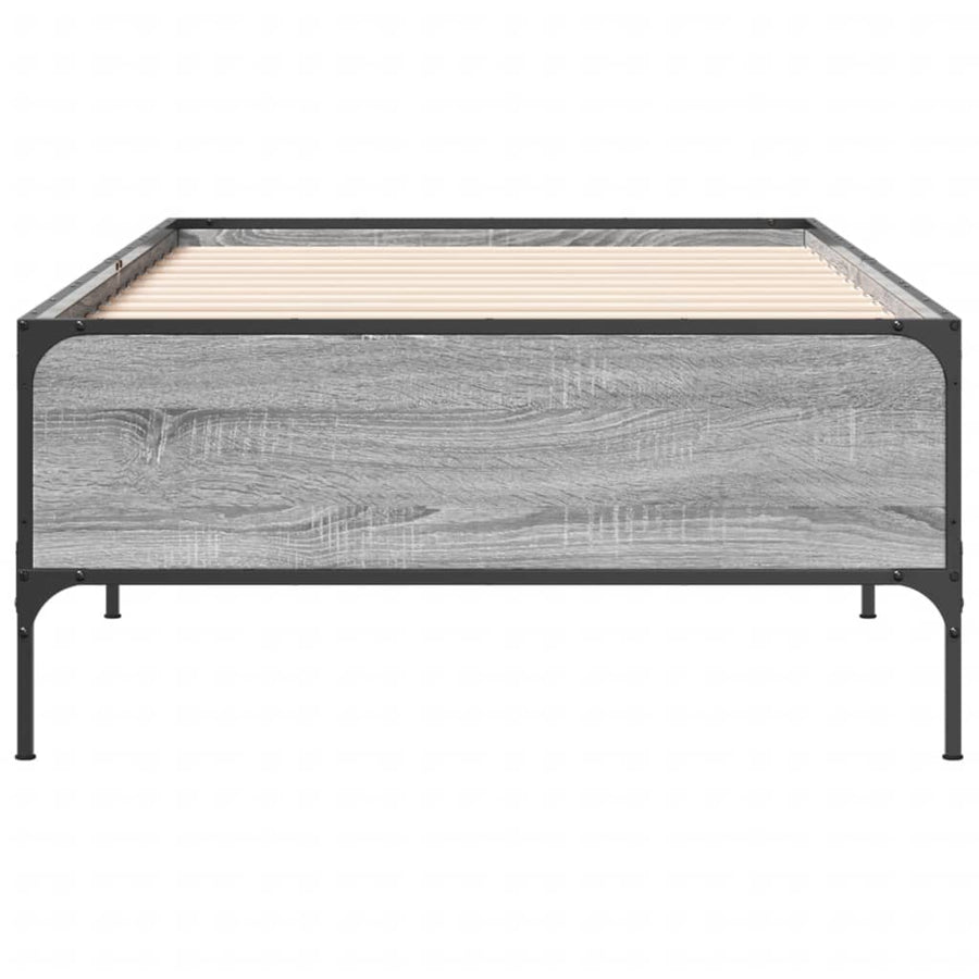 Bedframe bewerkt hout en metaal grijs sonoma eiken 90x190 cm