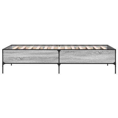 Bedframe bewerkt hout en metaal grijs sonoma eiken 90x190 cm