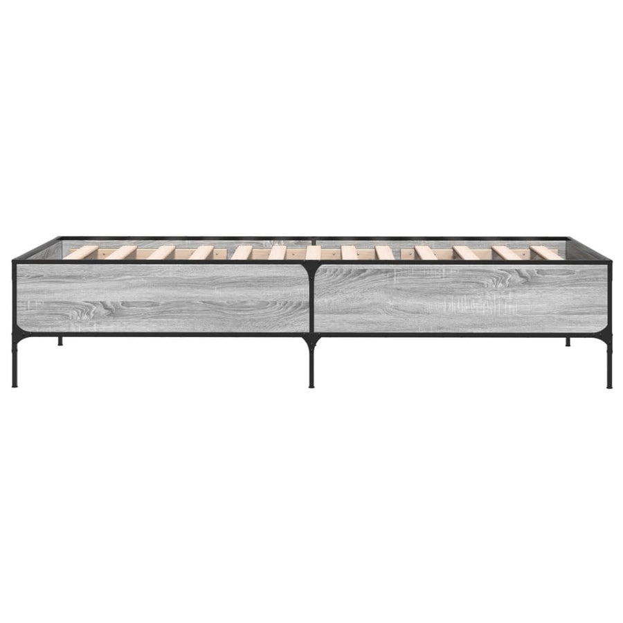 Bedframe bewerkt hout en metaal grijs sonoma eiken 90x190 cm