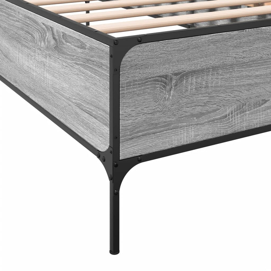Bedframe bewerkt hout en metaal grijs sonoma eiken 90x190 cm