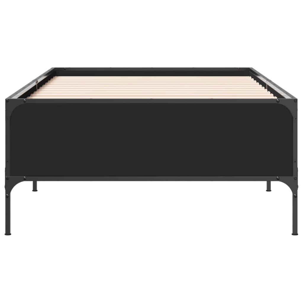 Bedframe bewerkt hout en metaal zwart 75x190 cm