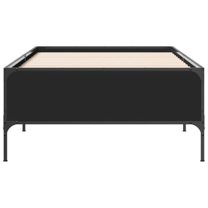 Bedframe bewerkt hout en metaal zwart 75x190 cm
