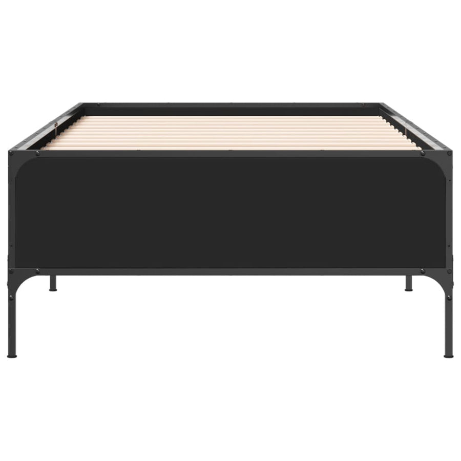 Bedframe bewerkt hout en metaal zwart 75x190 cm