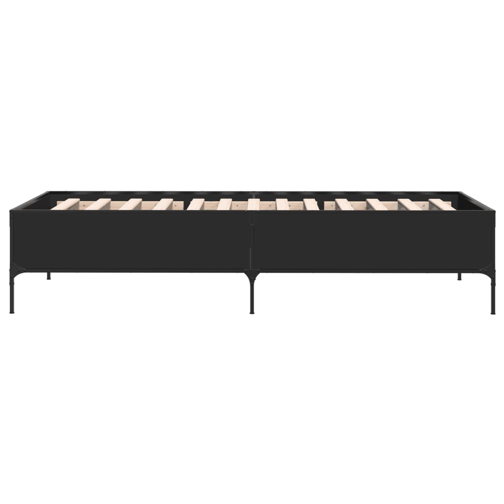 Bedframe bewerkt hout en metaal zwart 75x190 cm