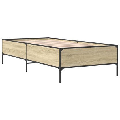 Bedframe bewerkt hout en metaal sonoma eikenkleurig 75x190 cm
