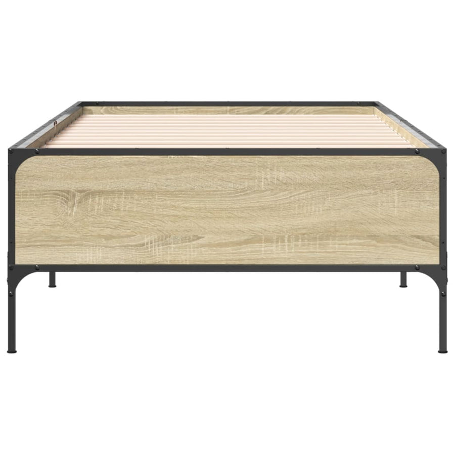 Bedframe bewerkt hout en metaal sonoma eikenkleurig 75x190 cm