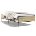 Bed frame engineered wood and metal sonoma oak 75x190 cm