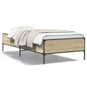 Bedframe 75x190 cm bewerkt hout metaal sonoma eiken