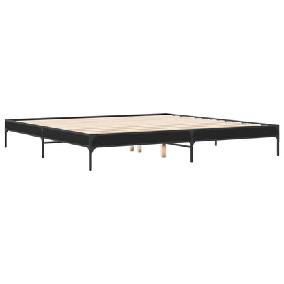 Bedframe bewerkt hout metaal zwart 200x200 cm