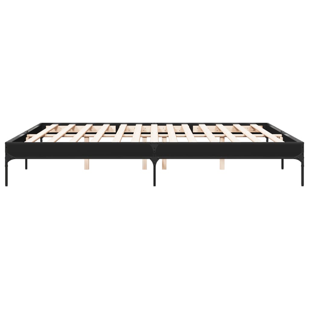 Bedframe bewerkt hout metaal zwart 200x200 cm