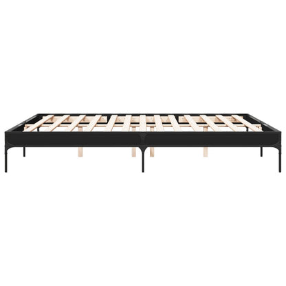 Bedframe bewerkt hout metaal zwart 200x200 cm
