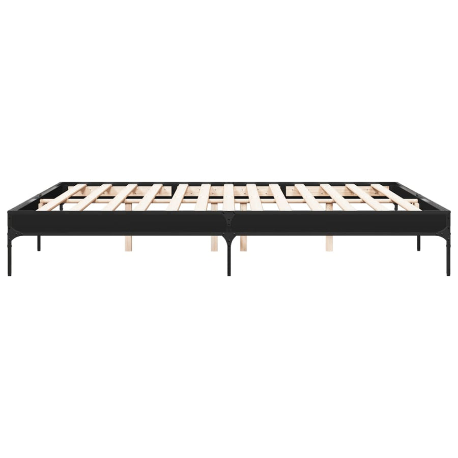 Bedframe bewerkt hout metaal zwart 200x200 cm