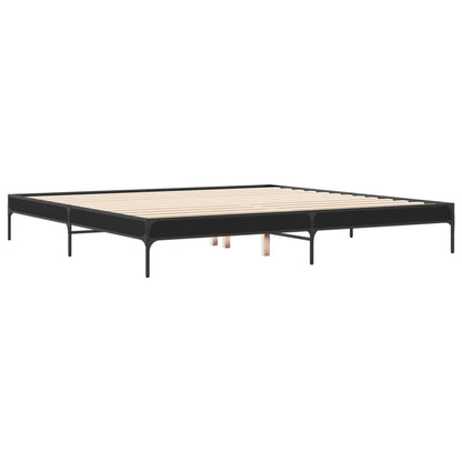 Bedframe bewerkt hout metaal zwart 200x200 cm