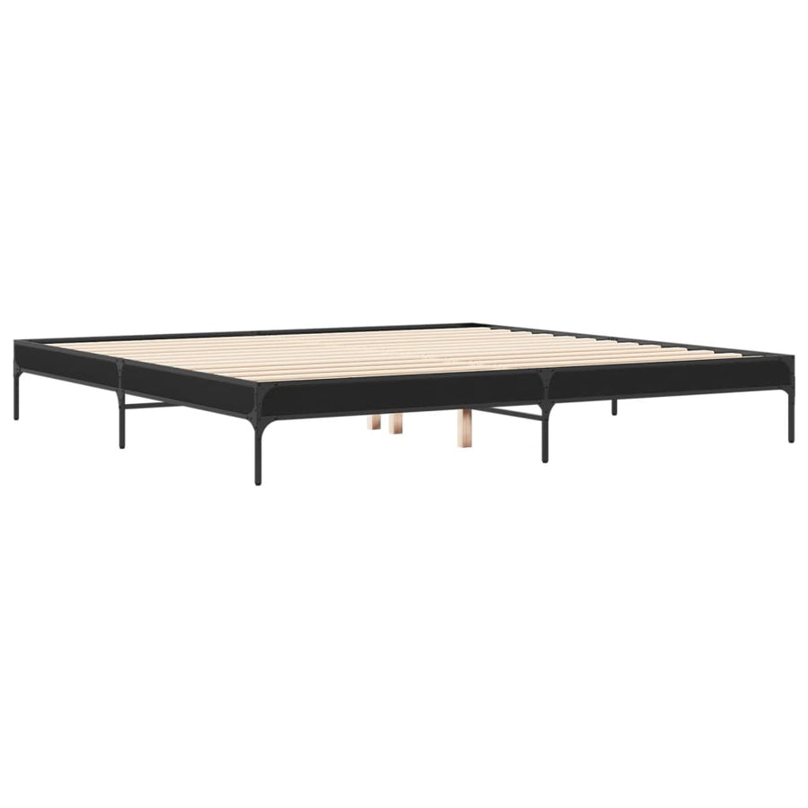 Bedframe bewerkt hout metaal zwart 200x200 cm