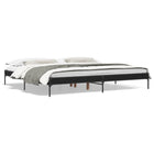 Bed frame carved wood metal black 200x200 cm