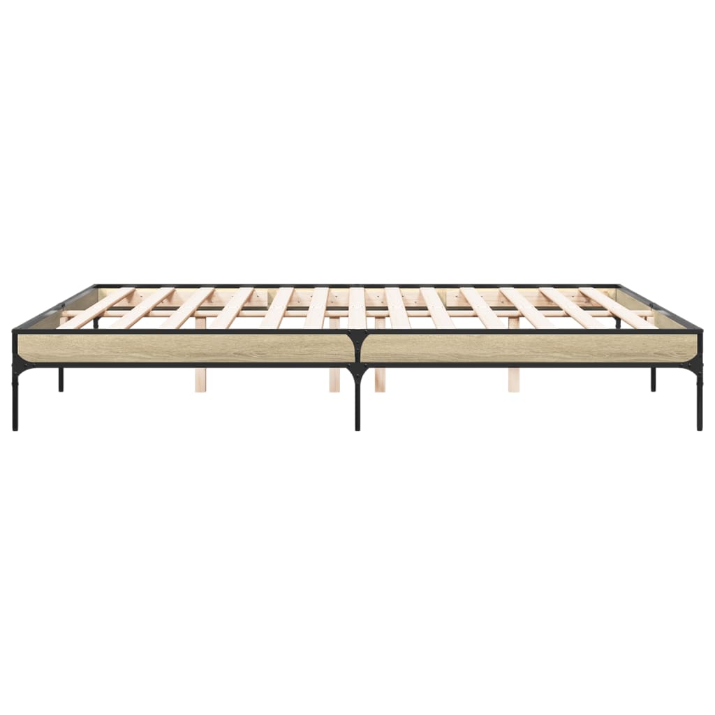 Bedframe bewerkt hout metaal sonoma eikenkleurig 200x200 cm