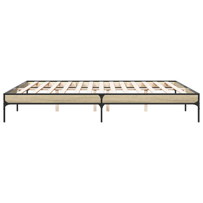 Bedframe bewerkt hout metaal sonoma eikenkleurig 200x200 cm