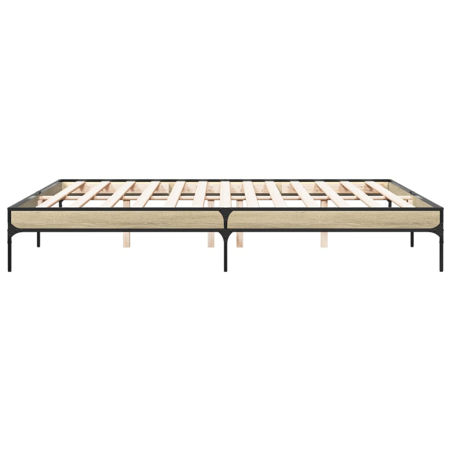 Bedframe bewerkt hout metaal sonoma eikenkleurig 200x200 cm