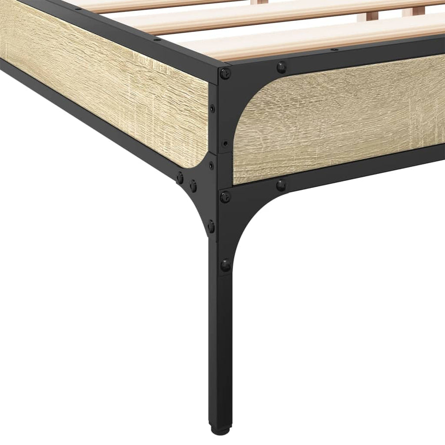 Bedframe bewerkt hout metaal sonoma eikenkleurig 200x200 cm
