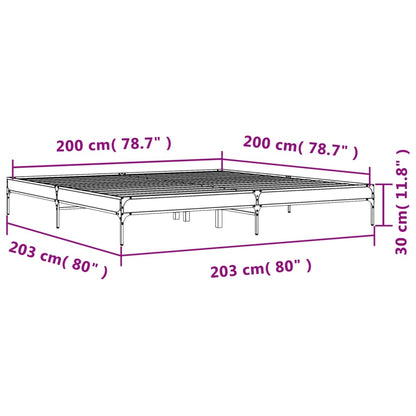 Bedframe bewerkt hout metaal sonoma eikenkleurig 200x200 cm
