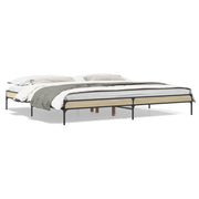 Bedframe 200x200 cm bewerkt hout metaal sonoma eiken