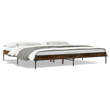 Bedframe bewerkt hout metaal gerookt eikenkleurig 200x200 cm