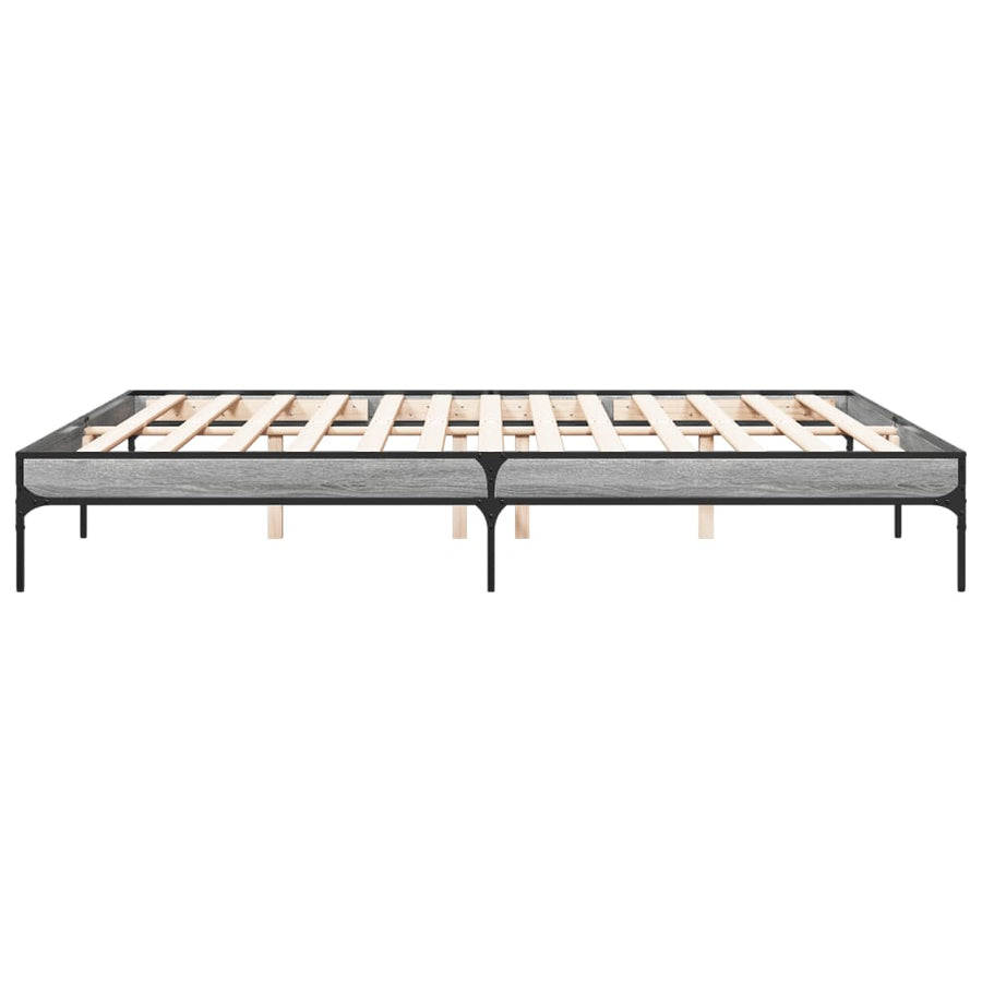 Bedframe bewerkt hout metaal grijs sonoma eiken 200x200 cm