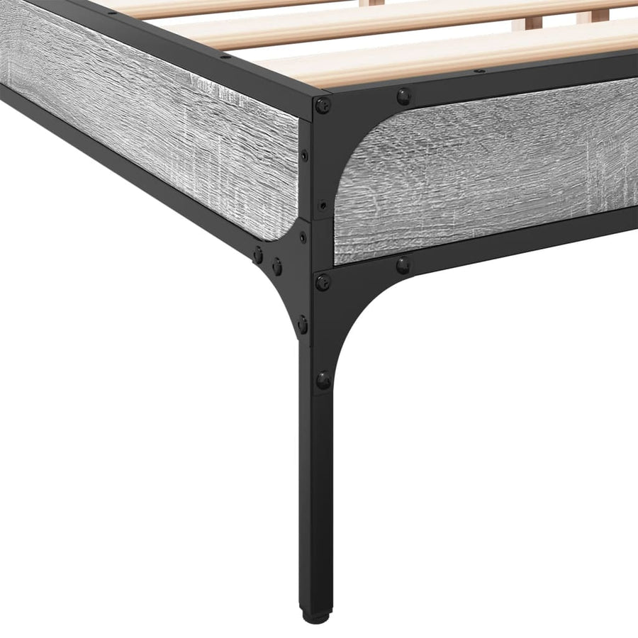 Bedframe bewerkt hout metaal grijs sonoma eiken 200x200 cm