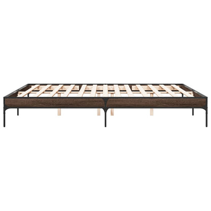 Bedframe bewerkt hout metaal bruin eikenkleur 200x200 cm