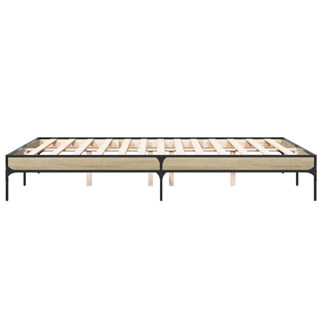 Bedframe bewerkt hout metaal sonoma eikenkleurig 160x200 cm