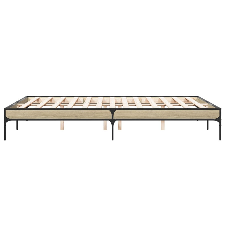 Bedframe bewerkt hout metaal sonoma eikenkleurig 160x200 cm