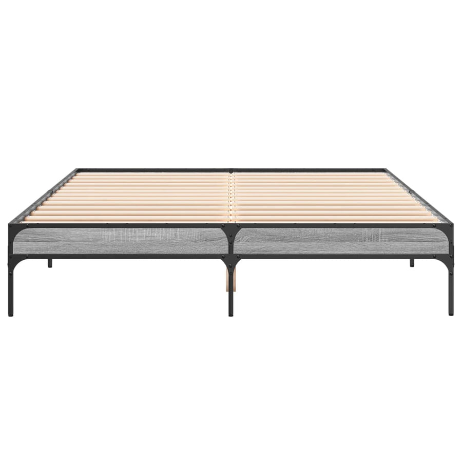 Bedframe bewerkt hout metaal grijs sonoma eiken 160x200 cm