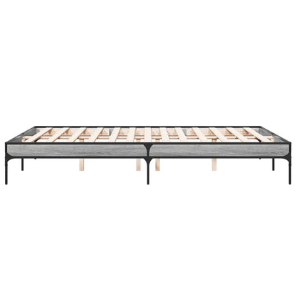 Bedframe bewerkt hout metaal grijs sonoma eiken 160x200 cm