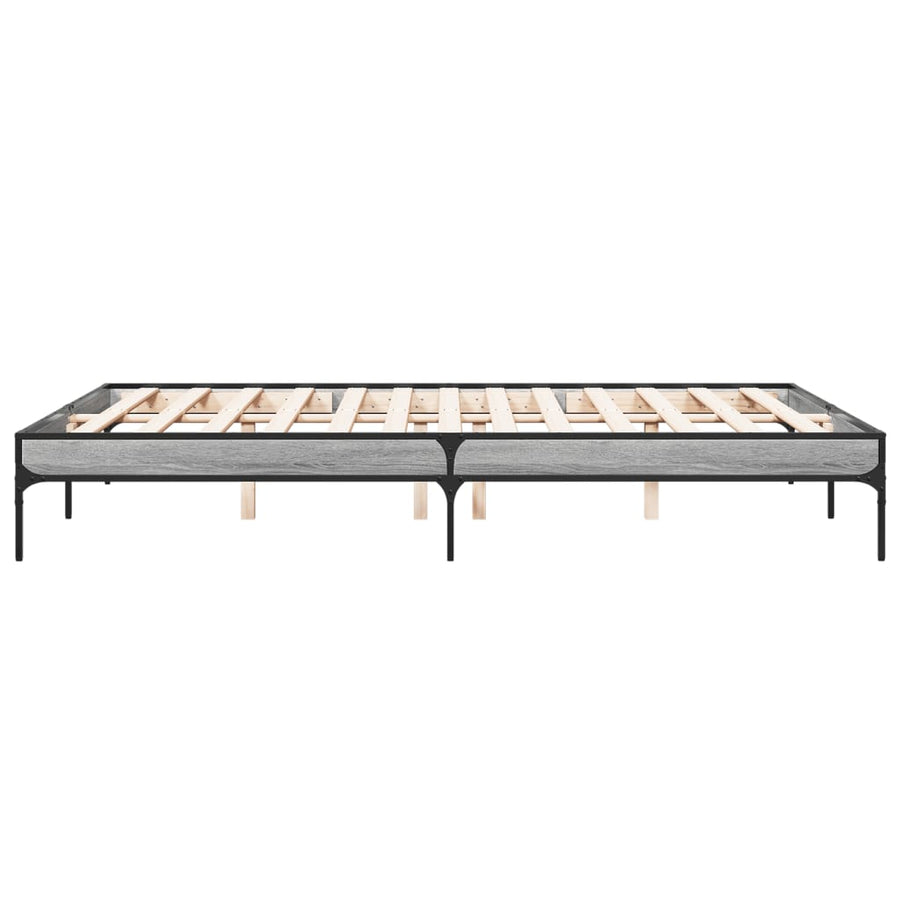 Bedframe bewerkt hout metaal grijs sonoma eiken 160x200 cm