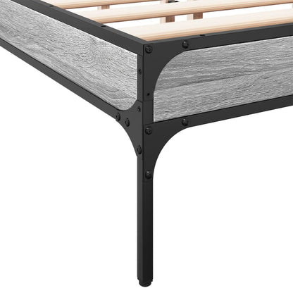 Bedframe bewerkt hout metaal grijs sonoma eiken 160x200 cm