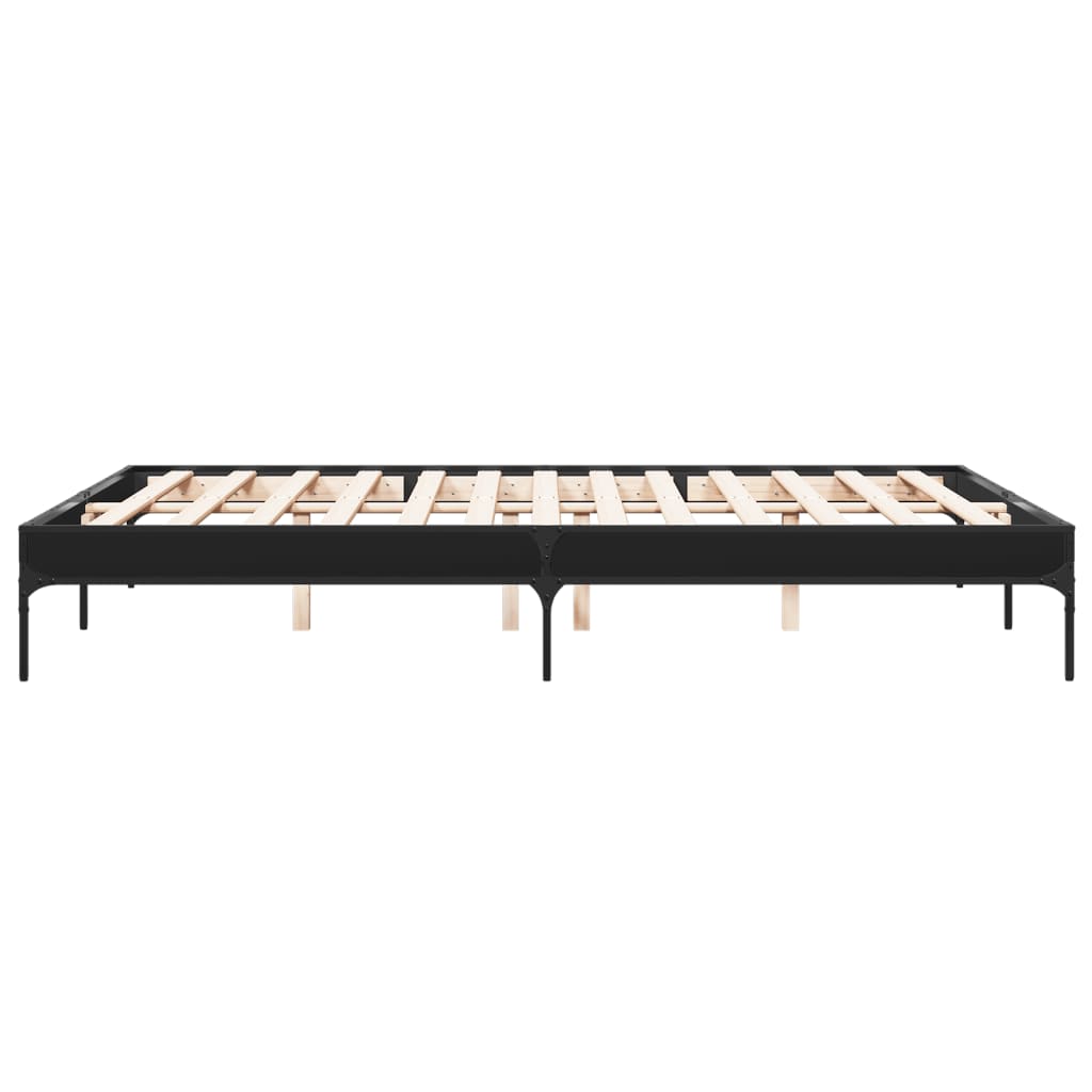 Bedframe bewerkt hout metaal zwart 150x200 cm