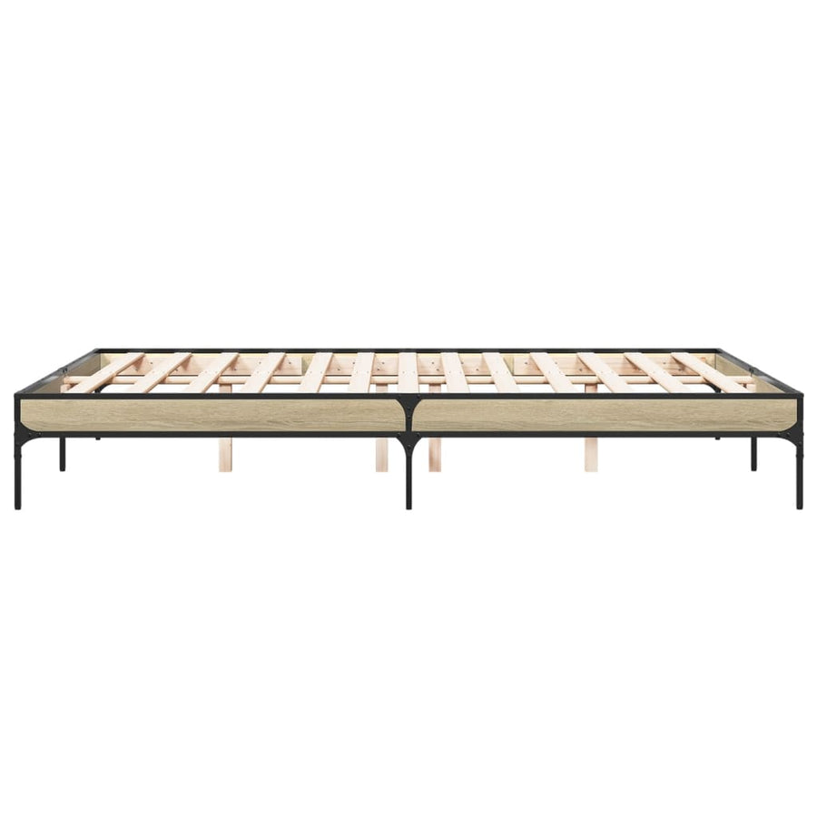 Bedframe bewerkt hout metaal sonoma eikenkleurig 150x200 cm