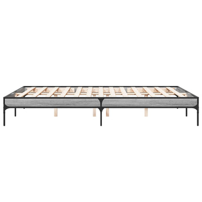 Bedframe bewerkt hout metaal grijs sonoma eiken 150x200 cm