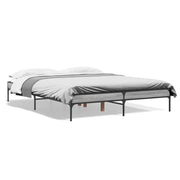 Bedframe 150x200 cm bewerkt hout metaal grijs sonoma eiken