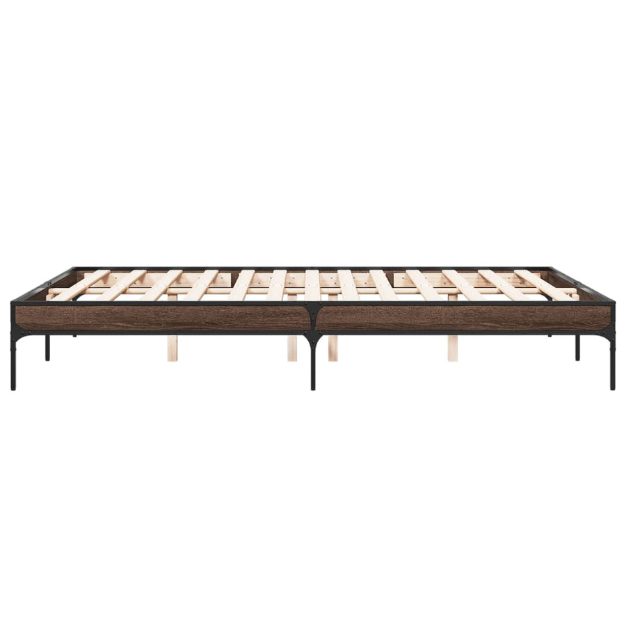 Bedframe bewerkt hout metaal bruin eikenkleur 150x200 cm